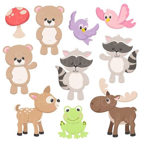 cute woodland animals clip art papers woodland clipart etsy