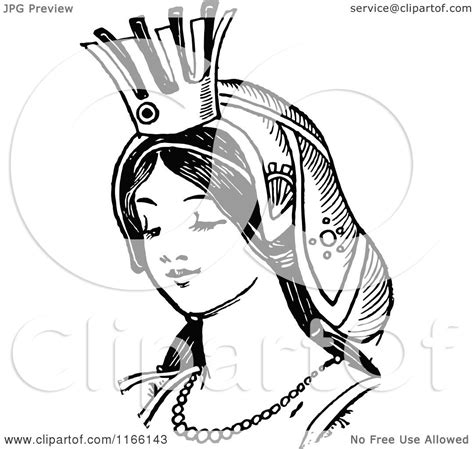 Clipart Of A Retro Vintage Black And White Princess