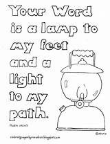 Coloring Psalm Lamp Pages Kids Feet 119 Word 105 School Sunday Bible Sheet Printable Kid Unto Light Children Verse Psalms sketch template