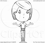 Teenage Girl Coloring Adolescent Shrugging Careless Clipart Cartoon Cory Thoman Outlined Vector sketch template
