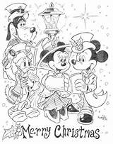 Mickey Christmas Coloring Pages Disney Minnie Mouse Donald Goofy Carol Deviantart Pluto Printable Pencil Sheets Board Cartoon Noel Book Mail sketch template