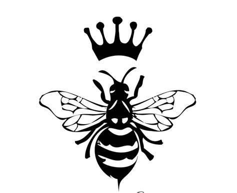 wonderful full black queen bee and imperial crown tattoo design