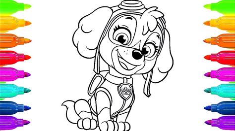 paw patrol coloring book skye paint colouring pages  kids tv youtube