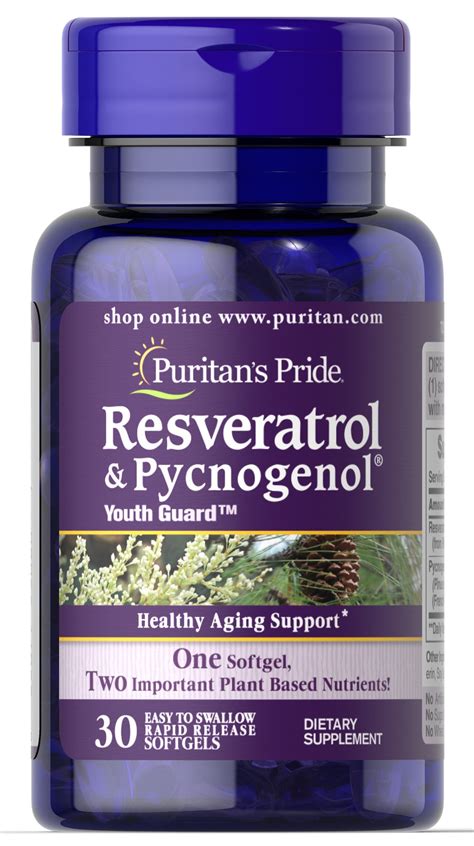 puritans pride resveratrol  mg pycnogenol  mg  softgels