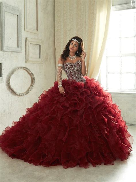 Ruffled Strapless Quinceanera Dress By House Of Wu 26833 4 Wine
