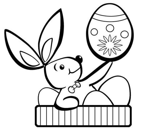 dibujos de felices pascuas  colorear  huevos conejos