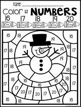 Color Numbers Winter Code Activities Kindergarten Preview sketch template