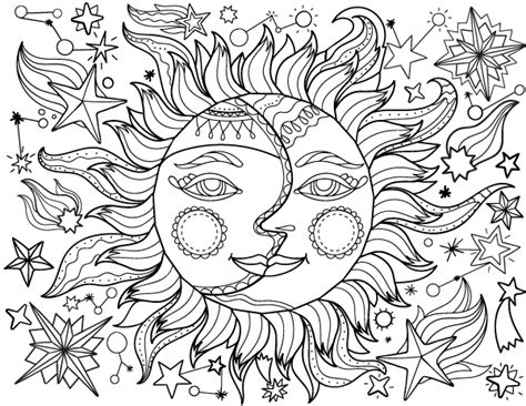 sun  moon adult coloring page