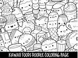Kawaii Coloring Doodle Pages Cute Printable Foods Food Girls Print Adults Kids Etsy Book Colouring Color Adult Animal Unicorn Colorings sketch template