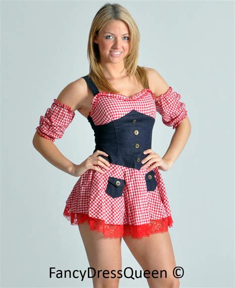 Sexy Ladies Country Girl Fancy Dress Costume Medium Size 8 10 Ebay