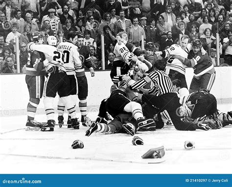 vintage bruins islanders fight editorial photography image  hockey wayne