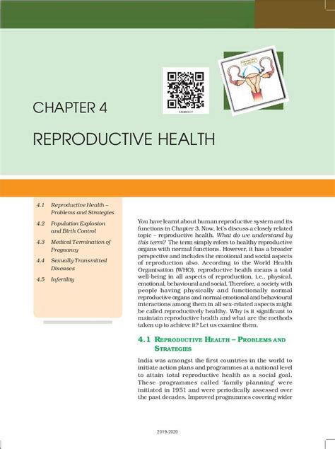 rbse book class 12 biology chapter 4 reproductive health hindi