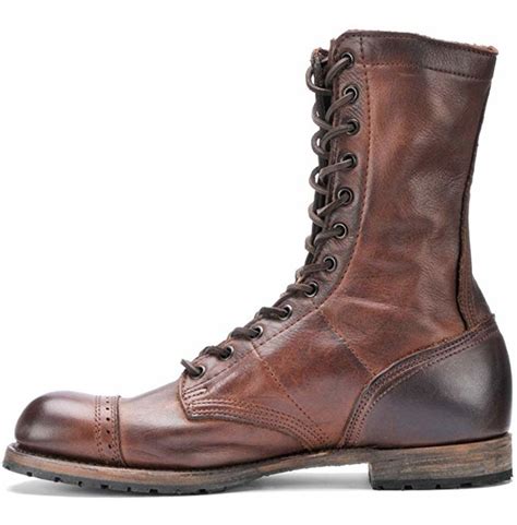 mens antique brown military style boots high ankle cap rebelsmarket