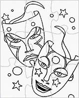 Carnaval Puzzles Coloring Mask sketch template