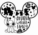 Ohana Lilo Mickey Aloha Stich Vallelonga Silhouettes Vinyle Famille Pochoir Signifie Autocollant Faite Sticker Choisir sketch template