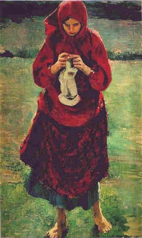 Peasant Girl Knitting A Stocking 1895 Filipp Malyavin