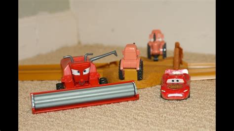 disney cars toy tractor tipping track set  mattel youtube