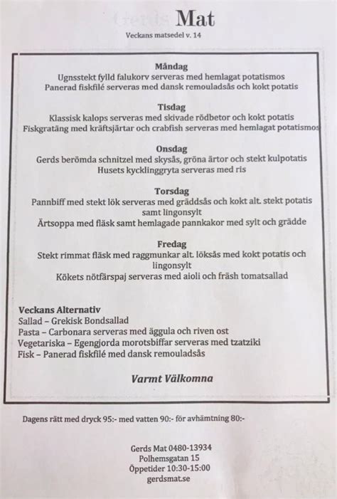 gerds mat home kalmar sweden menu prices