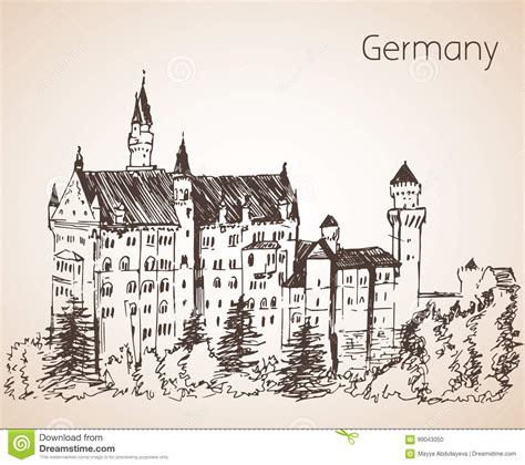 neuschwansteinkasteel dichtbij munchen duitsland schets vector illustratie illustration