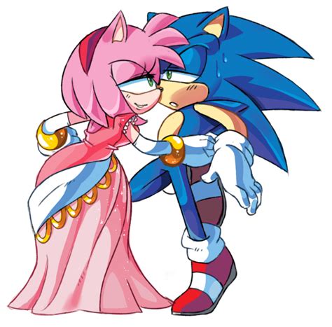 sonic and pink are kissing in front of each other
