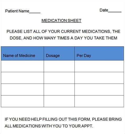 blank medication list templates sample professional template