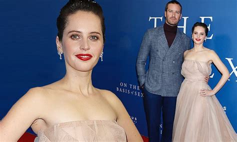 Felicity Jones Dons Blush Ball Gown As She Joins Armie Hammer At On The