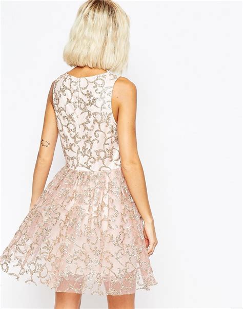 asos asos sparkle mesh glitter mini prom dress  asos