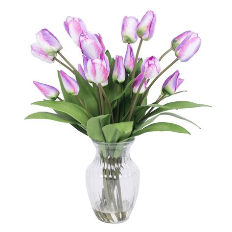 Vickerman 21 Tulip Arrangement With 24 Purple Tulips Arranged In Glass