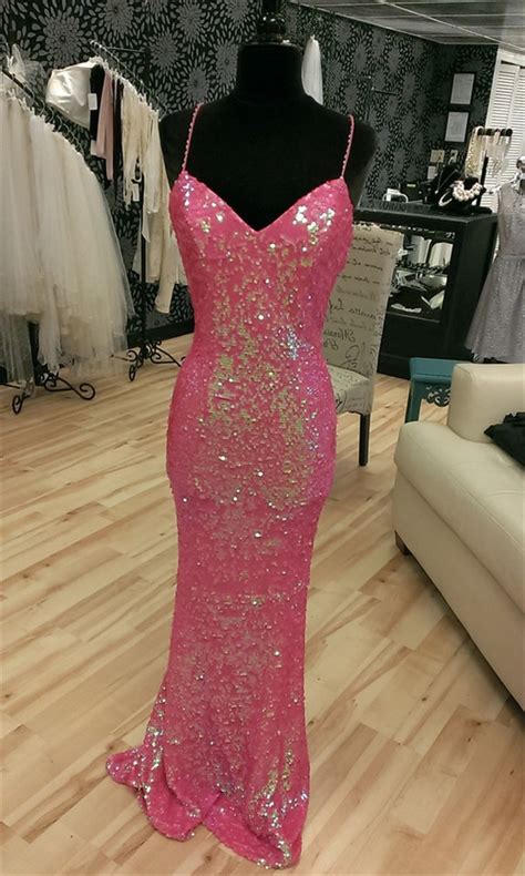 Sexy Sweetheart Backless Long Watermelon Sequin Sparkly