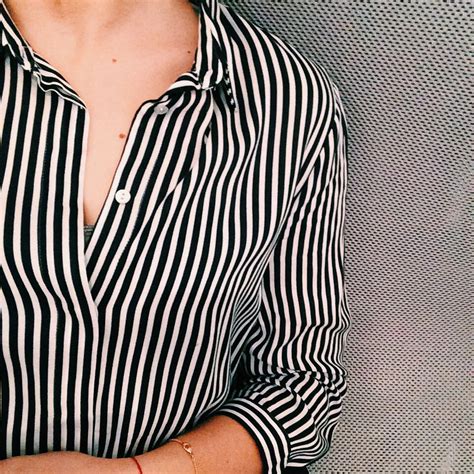 Zara Vertical Black And White Striped Button Up Shirt Monochrome