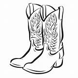 Cowboy Boots Clip Drawings Boot Coloring Stencil Paintings Graphics Hats sketch template