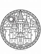 Castle Glass Stained Coloring Pages Kids Transparent Window Pdf Stain sketch template
