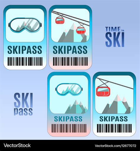 set  ski pass template design royalty  vector image