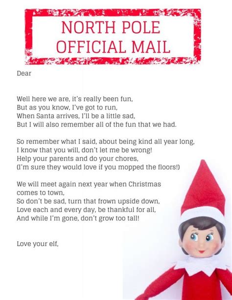 elf   shelf  printable goodbye letters  printable templates