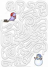 Puzzle Maze Winter Games Coloring Printable Pages Mazes Find Way Snowman Paper Dinosaur Crafts Search Categories Supercoloring sketch template