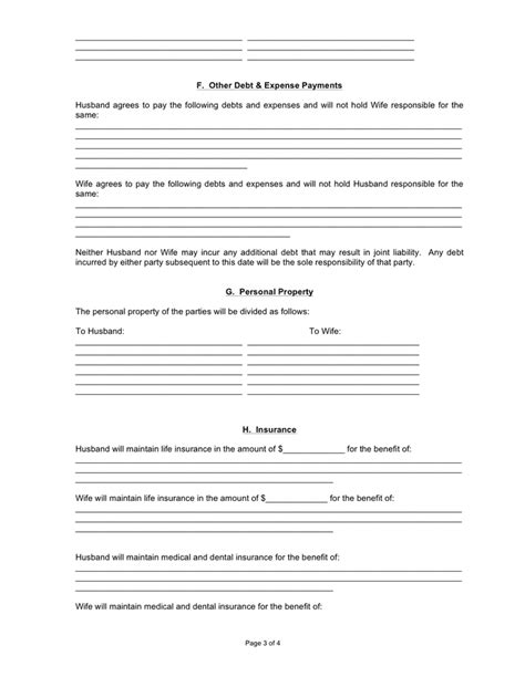 separation agreement template  word   formats page