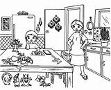 Kitchen Coloring Pages Utensils Drawing Dinner Table Getcolorings Color Getdrawings Print sketch template