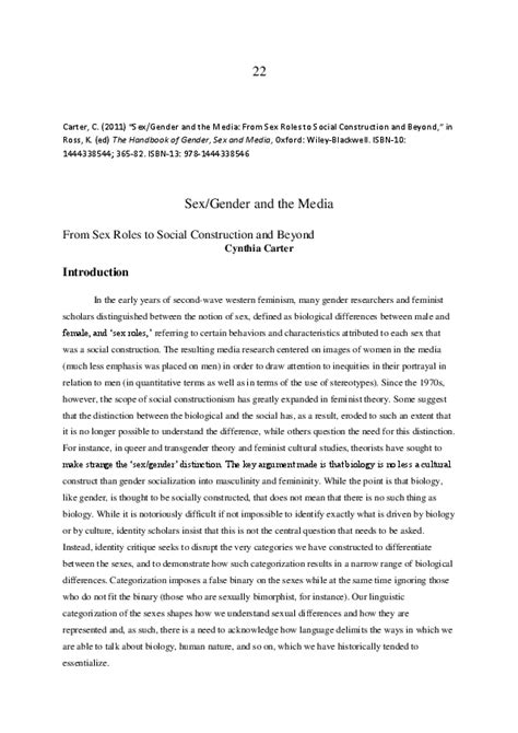 Doc Sex Gender And The Media From Sex Roles To Social Construction