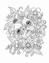 Coloring Pug Pages Book Adult Colouring Pugs Printable Sunflower Etsy Single Sheets Choose Board Tattoo sketch template