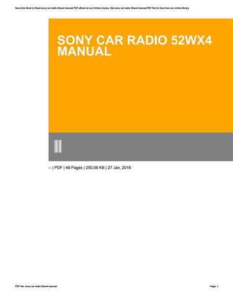 sony car radio wx manual  lpo issuu