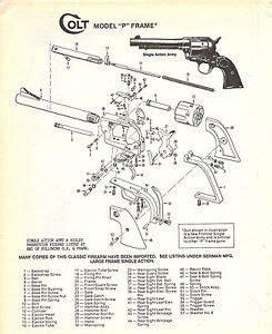 colt single action army revolver schematic exploded view parts list  pg ad ebay