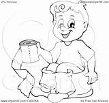 Potty Clipart Training Boy Sitting Cartoon Toilet Chair Paper Illustration Holding Lineart Vector Royalty Clip Visekart Clipground Cliparts sketch template