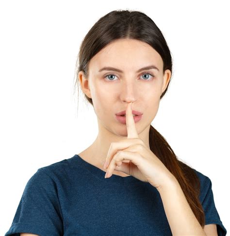 Premium Photo Young Woman Making Silence Gesture