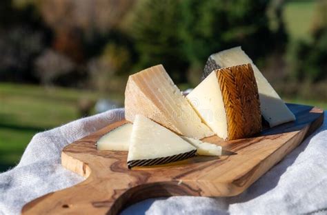 Assortment Of Spanish Hard Cheeses Curado Manchego Goat And Sheep