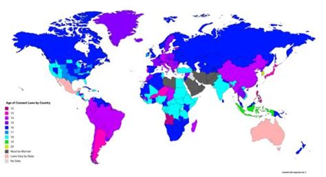 Age Of Consent Laws By Country Map Age World