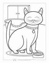 Coloring Pages Pets Kids Cat Colouring Cute Itsybitsyfun Enjoying Comfy Meal Warm Delicious Bowl Bed Another Background Time Fun sketch template