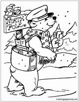 Postman Delivering Letters Bear North Pages Coloring Color Online Pole sketch template