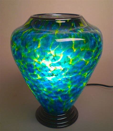 Blue And Yellow Table Lamp By Curt Brock Art Glass Table Lamp Artful