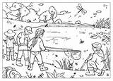 Pond Dipping Colorare Colouring Bambini Lac Kinder Enfants Malvorlagen Colorkid Minibeasts Jahreszeiten Stagioni Estaciones Colorier Activityvillage Designlooter Sloot sketch template