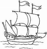 Coloring Pages Printable Ship Boats Cartoon Print Boat Columbus Pirate Kids Simple Ships Colouring Barco Winter Para Book Dibujos Easy sketch template